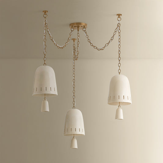 Hudson Valley Omi 3 Light Chandelier, Patina Brass/Ivory Crackle