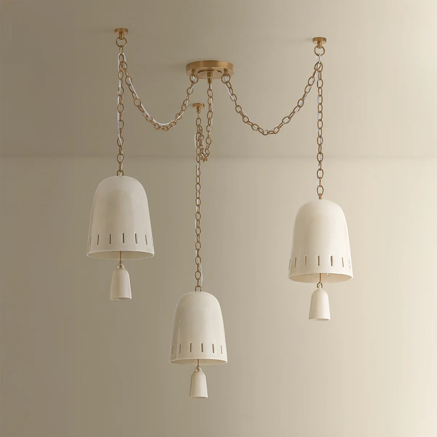 Hudson Valley Omi 3 Light Chandelier, Patina Brass/Ivory Crackle