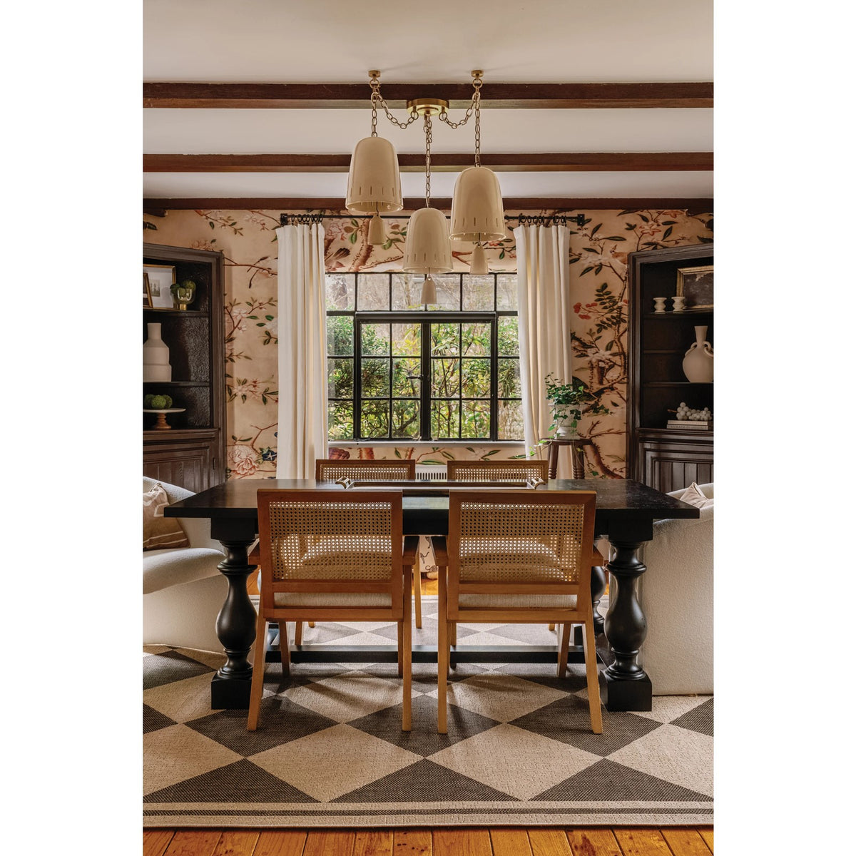 Hudson Valley Omi 3 Light Chandelier, Patina Brass/Ivory Crackle