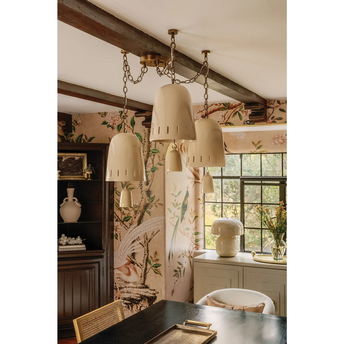 Hudson Valley Omi 3 Light Chandelier, Patina Brass/Ivory Crackle