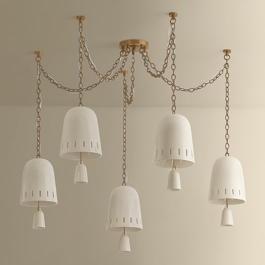 Hudson Valley Omi 5 Light Chandelier, Patina Brass/Ivory Crackle