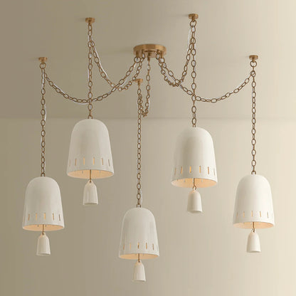 Hudson Valley Omi 5 Light Chandelier, Patina Brass/Ivory Crackle