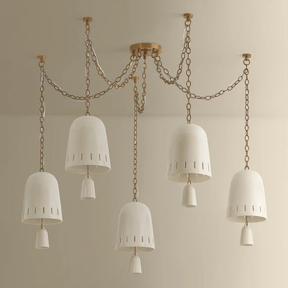 Hudson Valley Omi 5 Light Chandelier, Patina Brass/Ivory Crackle