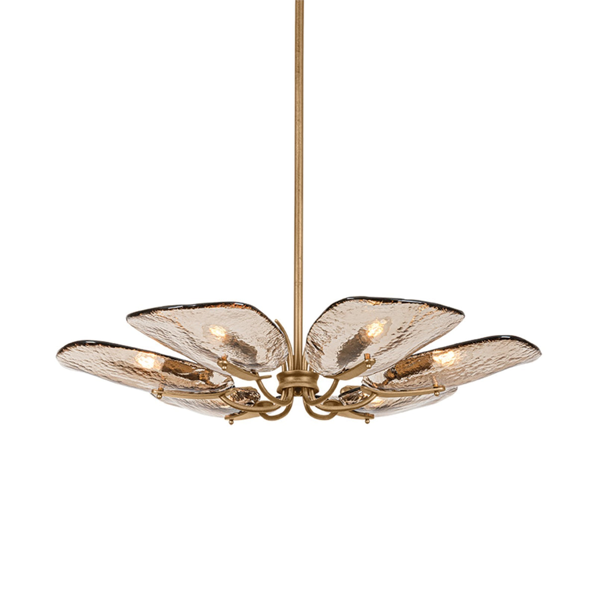 Hudson Valley Stephentown 33.5in 6-Light Chandelier | Vintage Patina Gold Leaf and Bronze Piastre Glass | Dining Room & Foyer | Model 3706-PGL
