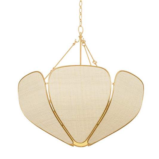 Hudson Valley Bayville 6Lt Pendant, Vintage Gold Leaf/Saguran - 3932-VGL