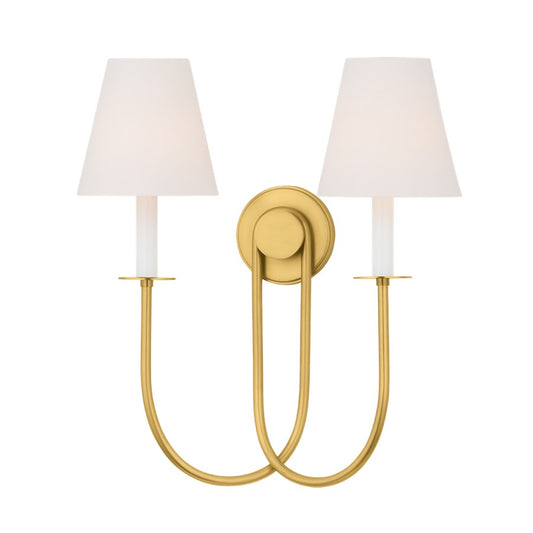 Hudson Valley Midtown 2Lt Wall Sconce, Aged Brass/White Linen 1 - 4082-AGB