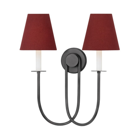 Hudson Valley Midtown 2Lt Wall Sconce, Old Bronze/Garnet Linen - 4082-OB