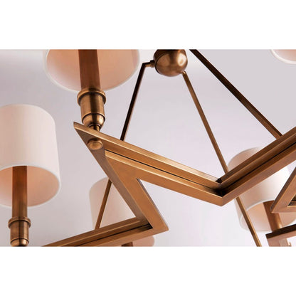 6 Light Chandelier, Aged Brass