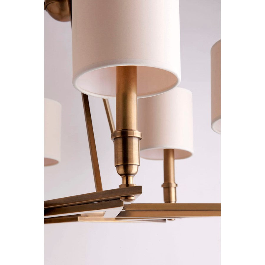 6 Light Chandelier, Aged Brass