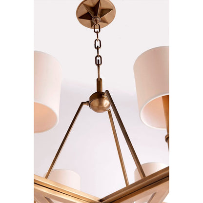 6 Light Chandelier, Aged Brass