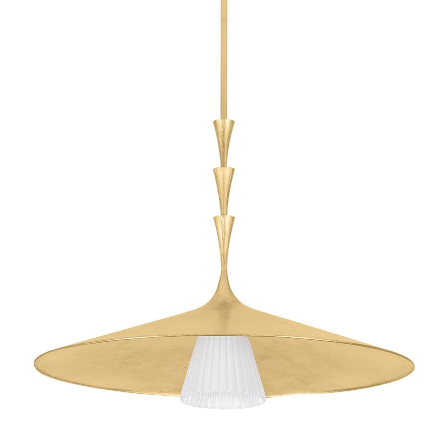 Hudson Valley Vails Gate 1Lt 34" Pendant, Gold Leaf/Opal Glossy - 4534-VGL