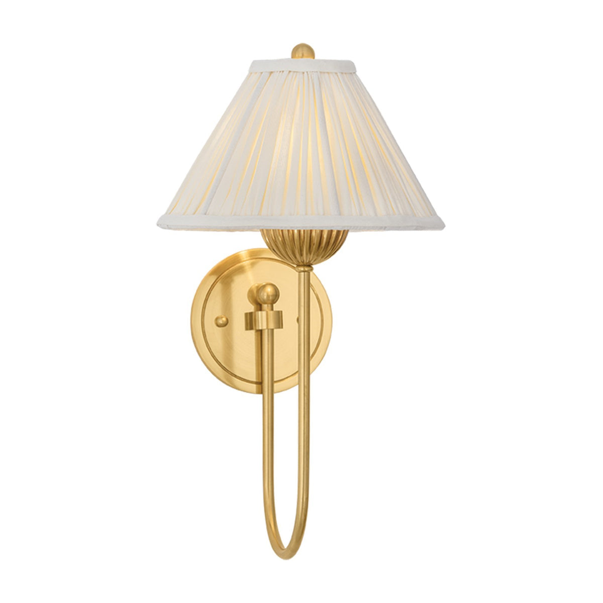 Hudson Valley Swiss Hill 16in 1-Light Wall Sconce | Traditional Aged Brass and White Linen Textile | Bedroom & Hallway | 9 x 16 in | Model 4651-AGB