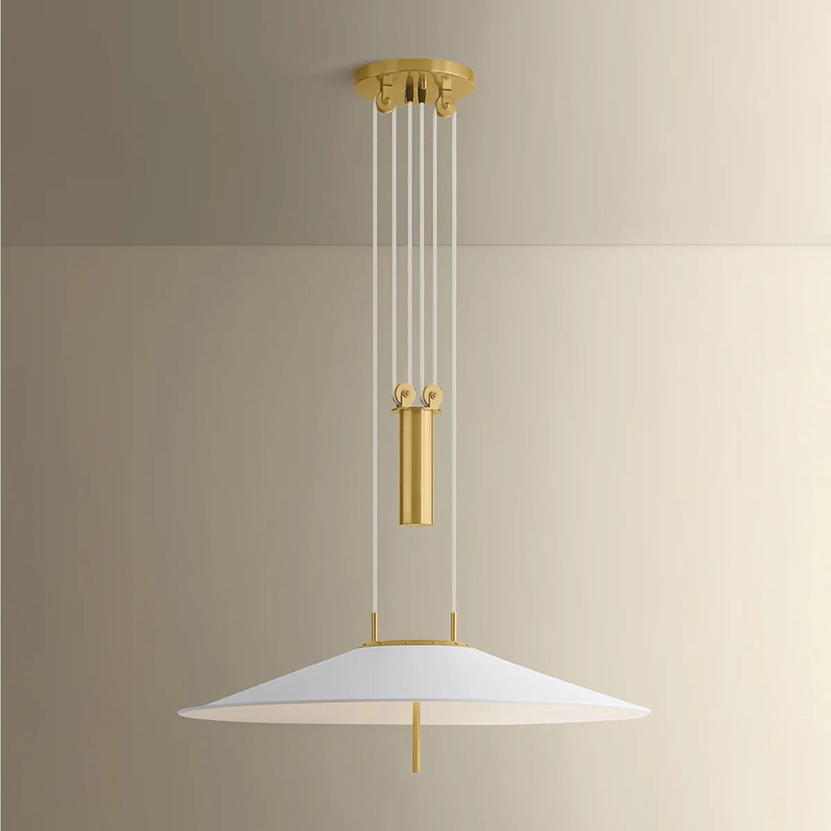 Hudson Valley Lighting Emmons 1 Light Pendant, Aged Brass/White
