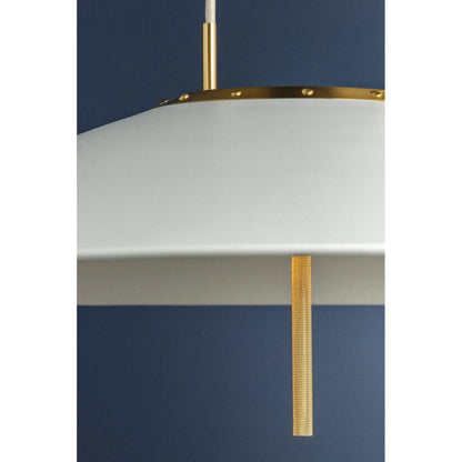 Hudson Valley Lighting Emmons 1 Light Pendant, Aged Brass/White