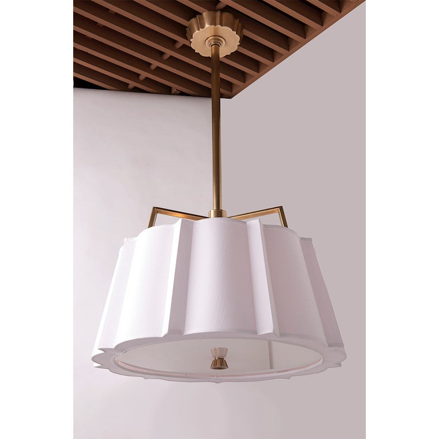 4 Light Chandelier, Aged Brass