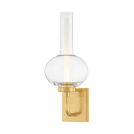 Hudson Valley Rossman 1Lt Wall Sconce, Aged Brass/Clear - 4831-AGB