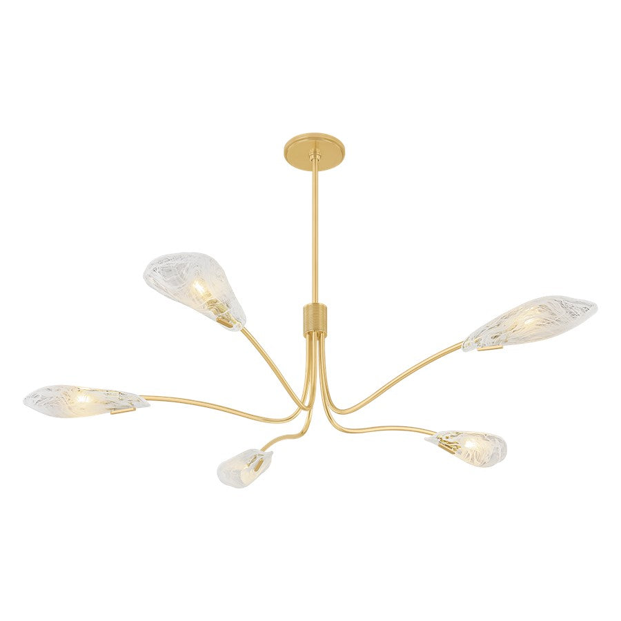 Hudson Valley Tenafly 5Lt Chandelier, Brass/Piastre/White Swirl - 4905-AGB