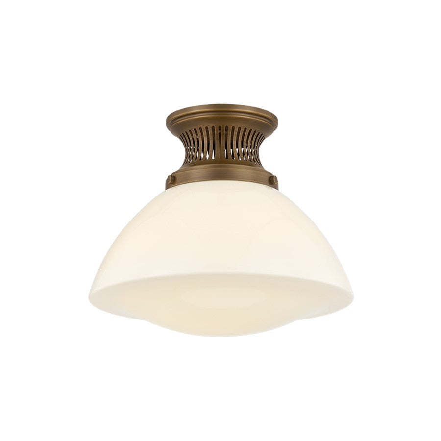 Hudson Valley Bruceville 1Lt Flush Mount, Historic Bronze/Opal Glossy - 4913-HB