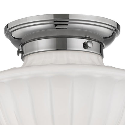 Hudson Valley Dutchess 1 Light Flush Mount, Polished Nickel/White