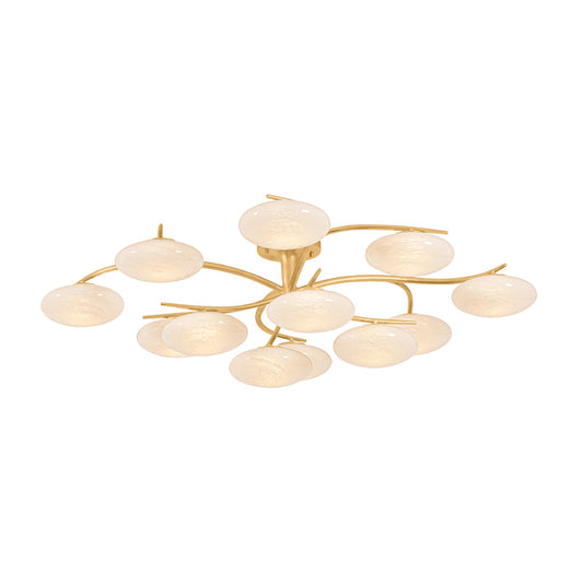 Hudson Valley Bayberry 12 Light Semi Flush, Vintage Gold Leaf/Cloud - 5013-VGL