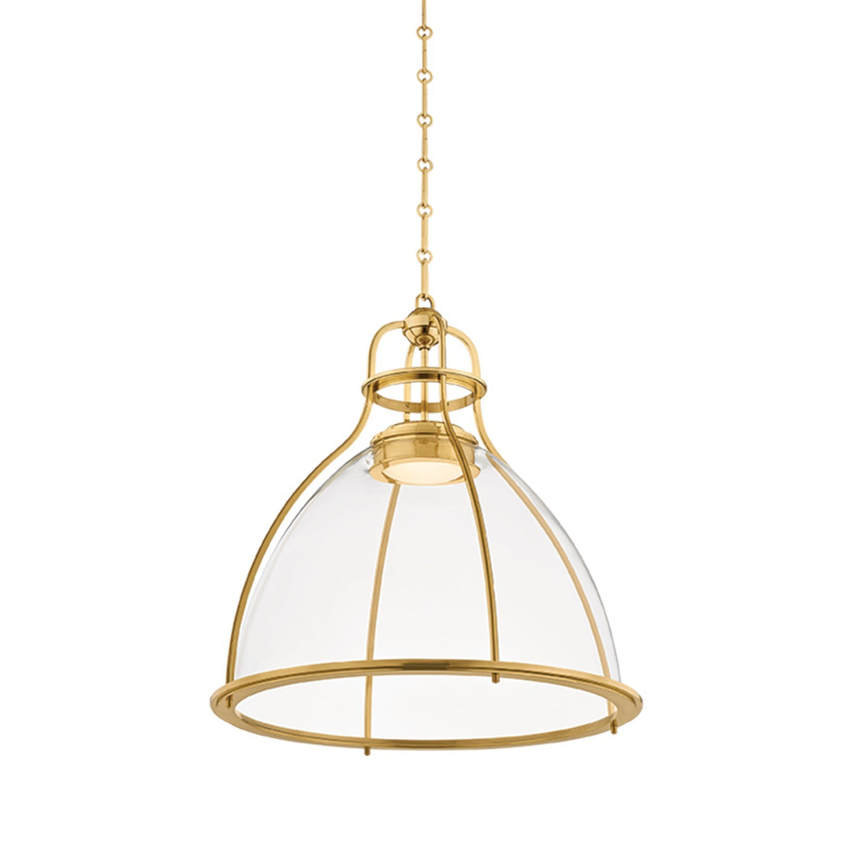 Hudson Valley Airmont 19.5in 1-Light Pendant | Modern Aged Brass and Clear Glass | Kitchen Island & Dining Room | Model 5019-AGB