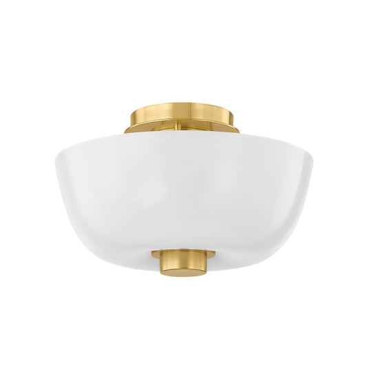 Hudson Valley Dove 1 Light Flush Mount, Aged Brass/Clear Cloud - 5215-AGB