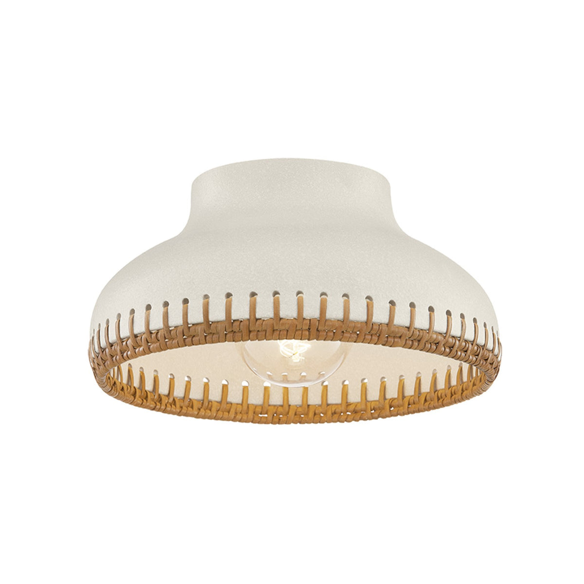 Hudson Valley Southfields 1Lt Flush Mount, Brass/Rattan Weave
