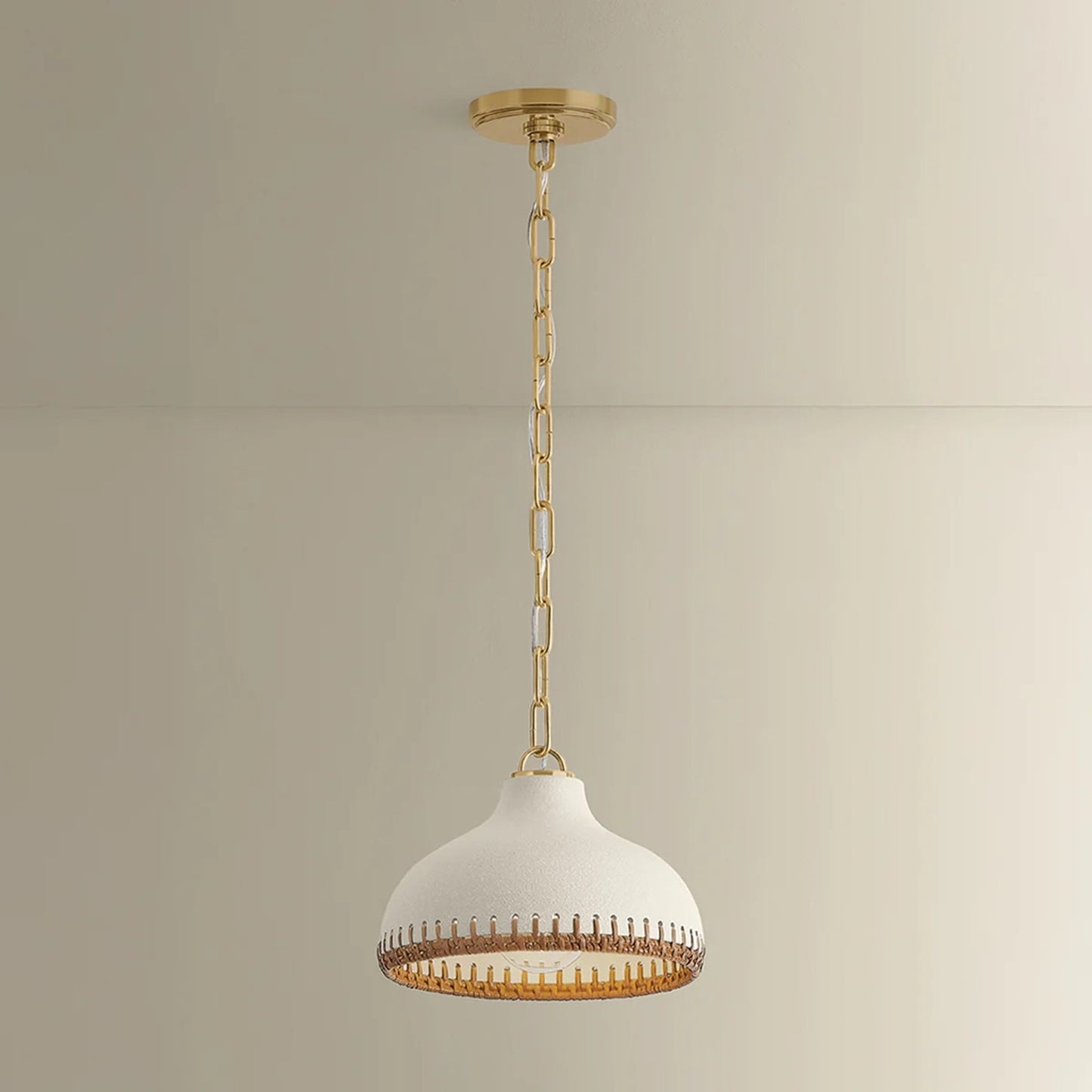 Hudson Valley Southfields 1Lt 10" Pendant, Brass/Rattan Weave