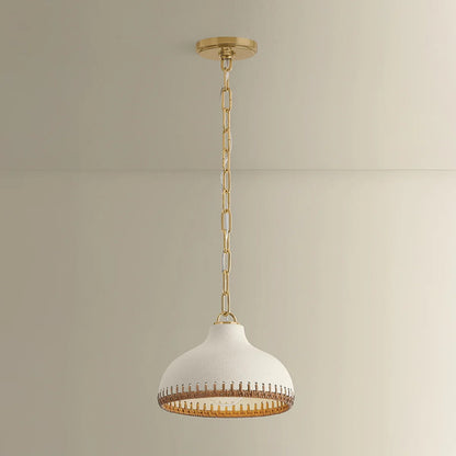 Hudson Valley Southfields 1Lt 10" Pendant, Brass/Rattan Weave