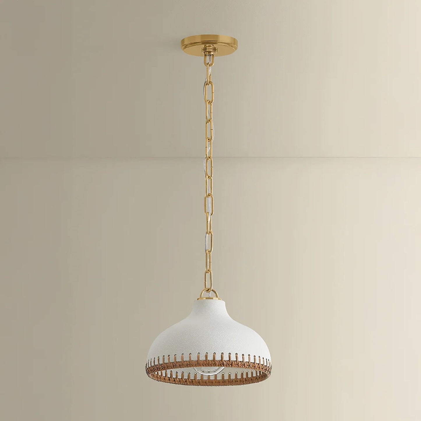Hudson Valley Southfields 1Lt 10" Pendant, Brass/Rattan Weave