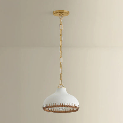 Hudson Valley Southfields 1Lt 10" Pendant, Brass/Rattan Weave
