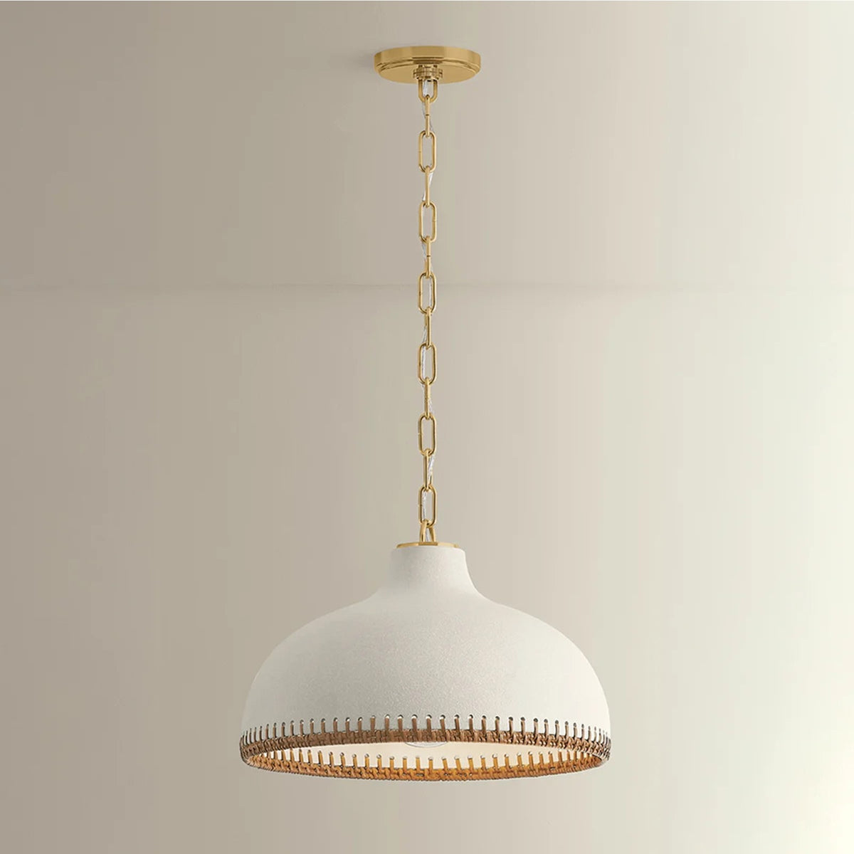 Hudson Valley Southfields 1Lt 16" Pendant, Brass/Rattan Weave