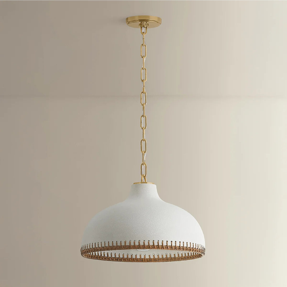 Hudson Valley Southfields 1Lt 16" Pendant, Brass/Rattan Weave