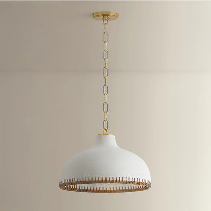 Hudson Valley Southfields 1Lt 16" Pendant, Brass/Rattan Weave