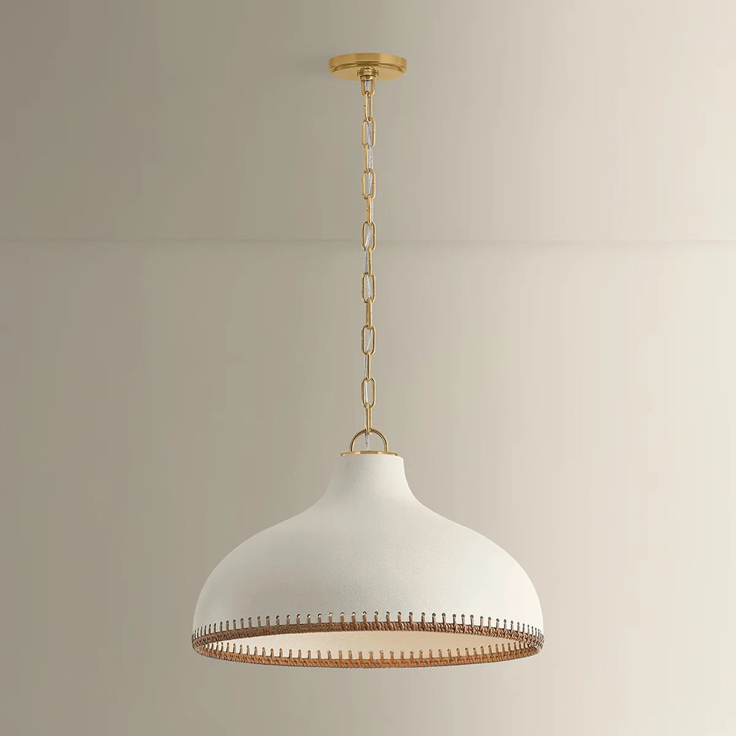 Hudson Valley Southfields 1Lt 13" Pendant, Brass/Rattan Weave