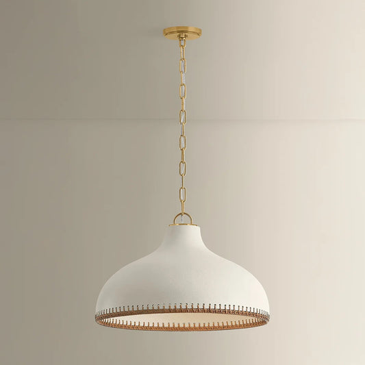 Hudson Valley Southfields 1Lt 13" Pendant, Brass/Rattan Weave