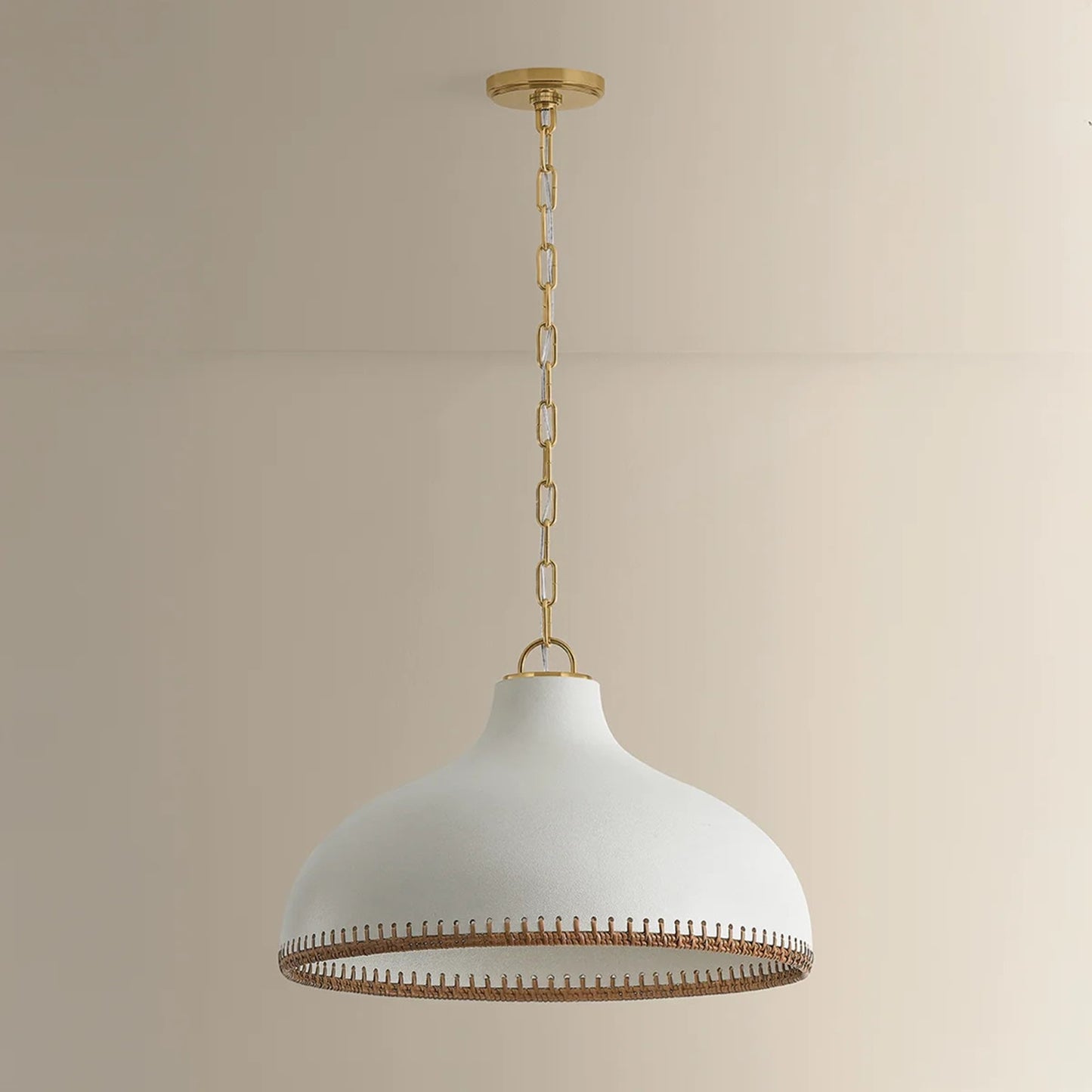 Hudson Valley Southfields 1Lt 13" Pendant, Brass/Rattan Weave