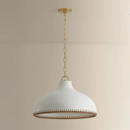 Hudson Valley Southfields 1Lt 13" Pendant, Brass/Rattan Weave