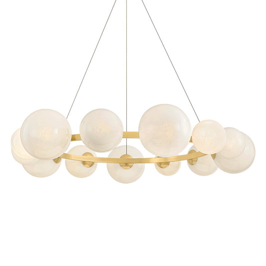 Hudson Valley Pacama 13Lt Chandelier, Aged Brass/Seeded Cloud - 5555-AGB
