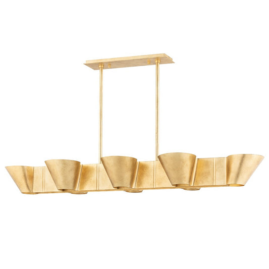 Hudson Valley Reeve 8 Light Linear Island Pendant, Vintage Gold Leaf