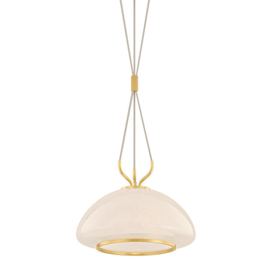 Hudson Valley Baudette 1Lt 14" Pendant, Aged Brass/Seeded Cloud - 5715-AGB