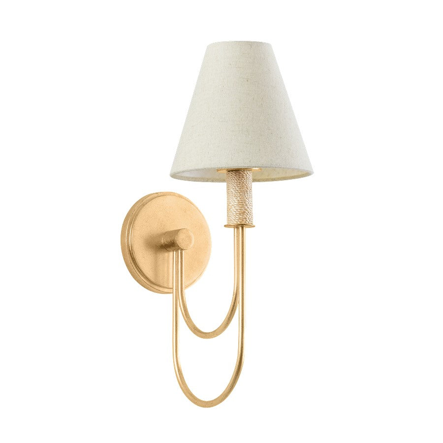 Hudson Valley Warrensburg 1Lt Wall Sconce, Gold Leaf/Natural Linen - 5716-VGL