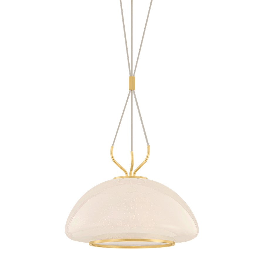 Hudson Valley Baudette 1Lt 18" Pendant, Aged Brass/Seeded Cloud - 5717-AGB