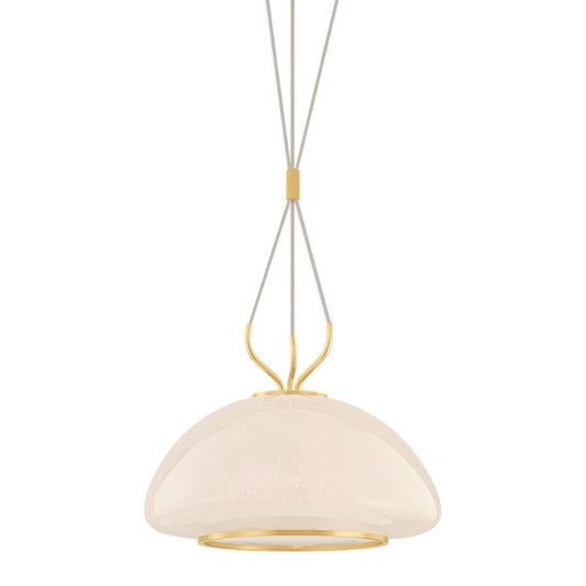 Hudson Valley Baudette 1Lt 18" Pendant, Aged Brass/Seeded Cloud - 5717-AGB