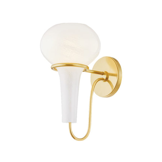 Hudson Valley Adams corner 1Lt Wall Sconce, Aged Brass/Clear Cloud - 5813-AGB