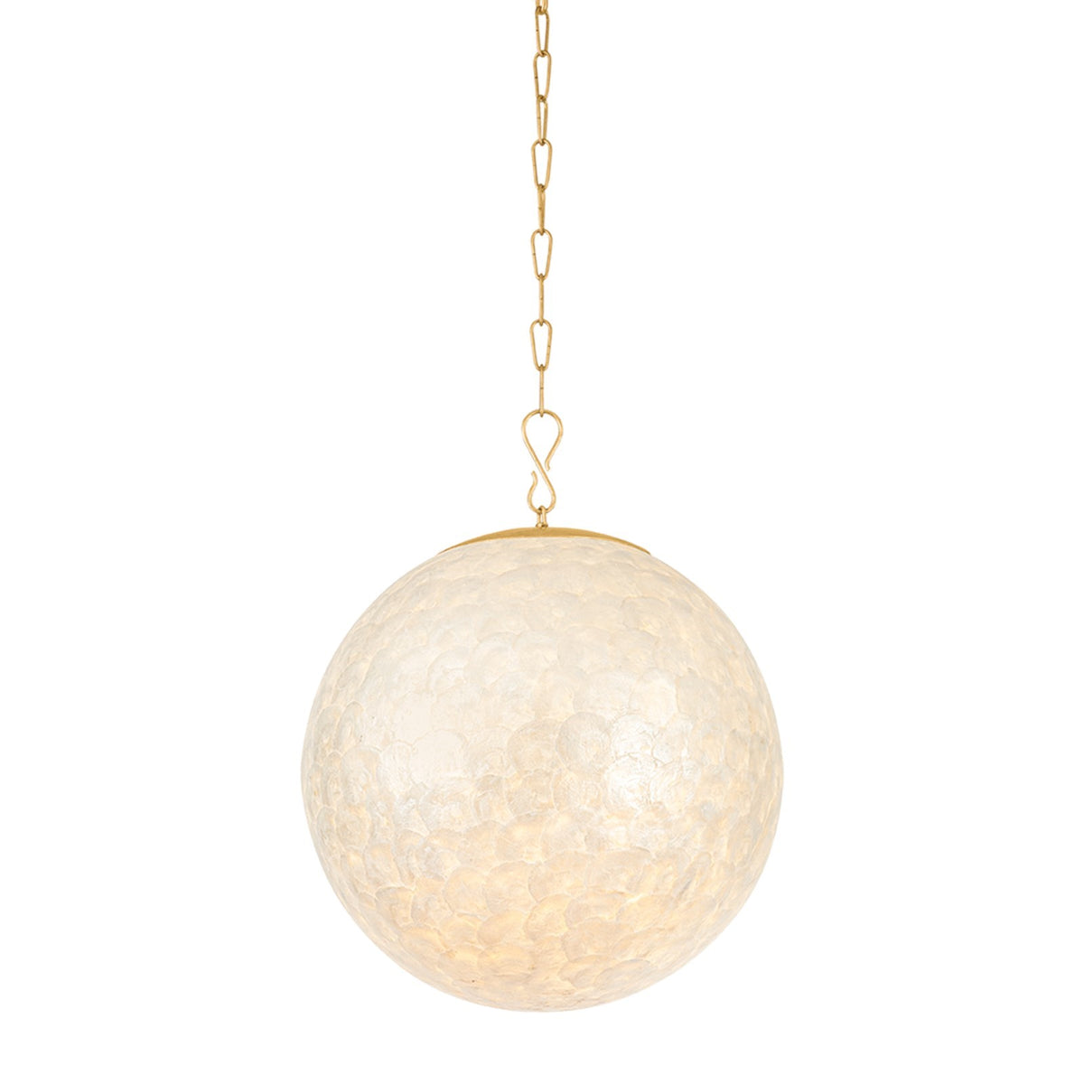 Hudson Valley Stamford 22in 1-Light Pendant | Vintage Gold Leaf and Capiz Natural Marine | Kitchen Island & Dining Room | Model 5861-VGL