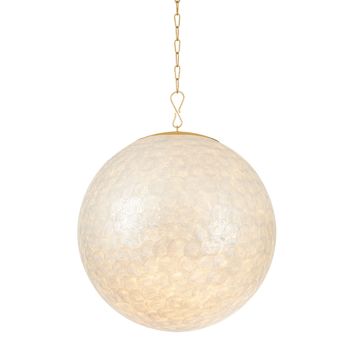 Hudson Valley Stamford 3-Light Pendant | Coastal Vintage Gold Leaf and Capiz Shell | Dining Room & Foyer | 32 x 39.5 in | Model 5863-VGL