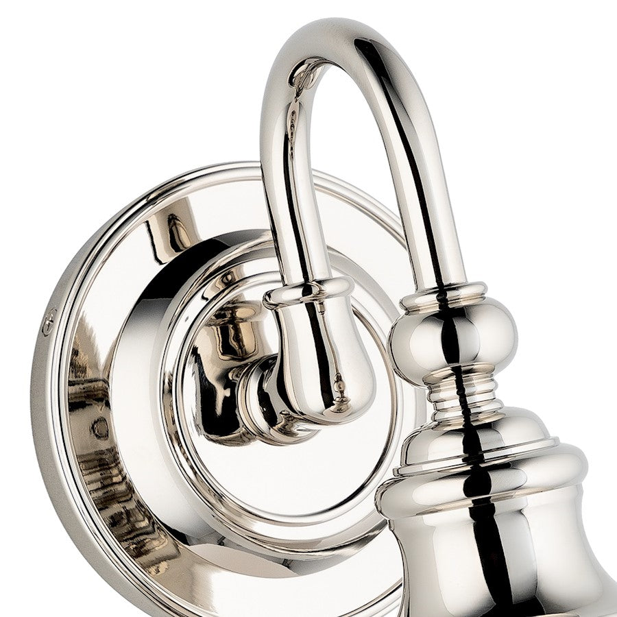 Bathroom Wall Sconce, Polished Nickel