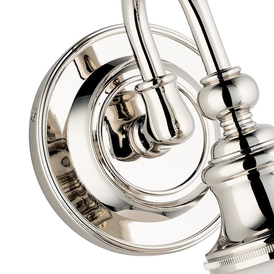 Bathroom Wall Sconce, Polished Nickel
