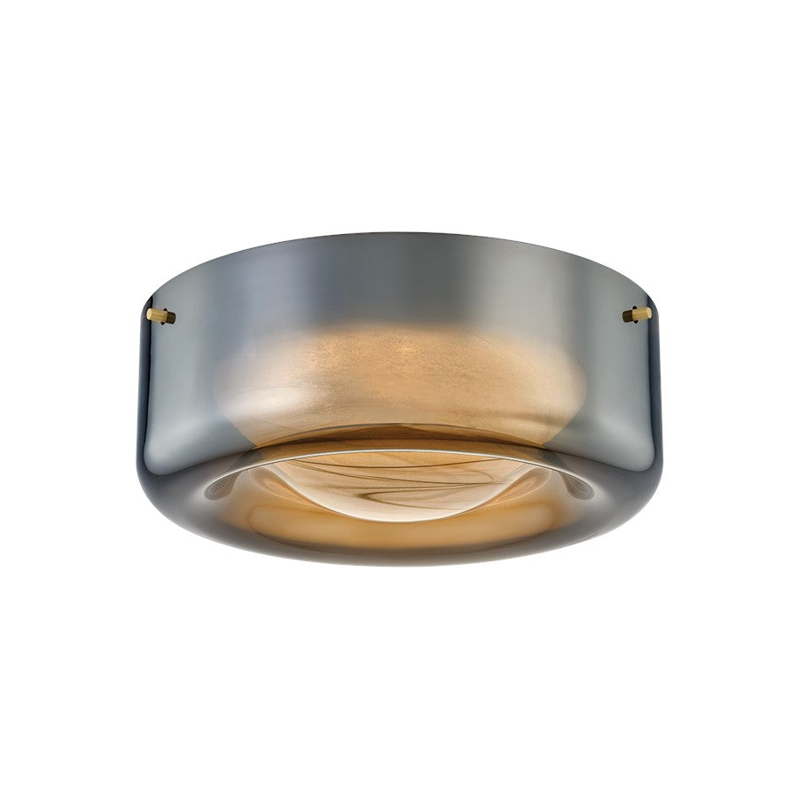 Hudson Valley Eldred 1Lt Flush Mount, Aged Brass/Plated Smoke - 6071-AGB
